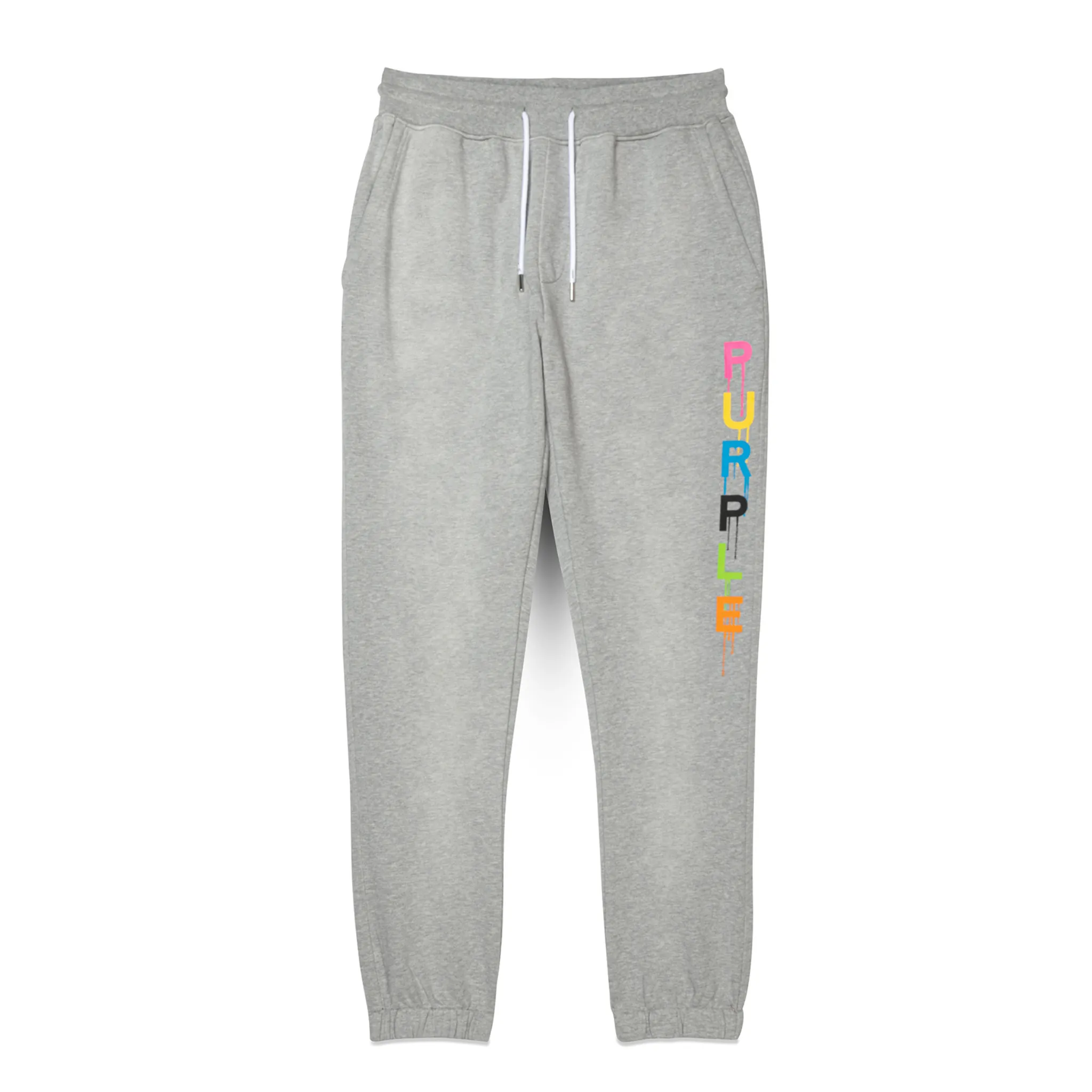 Purple Brand Wordmark Drip Grey Sweatpants (P450-FHGW124)