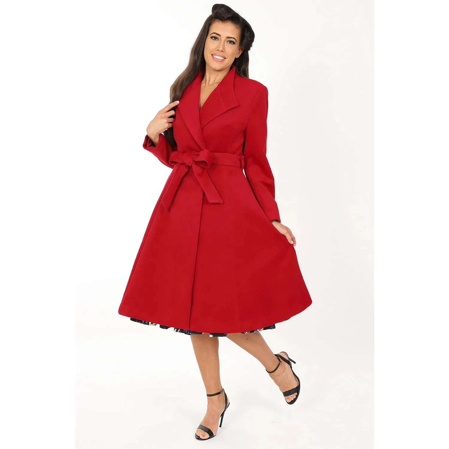 Red Vintage Inspired Classic Swing Coat