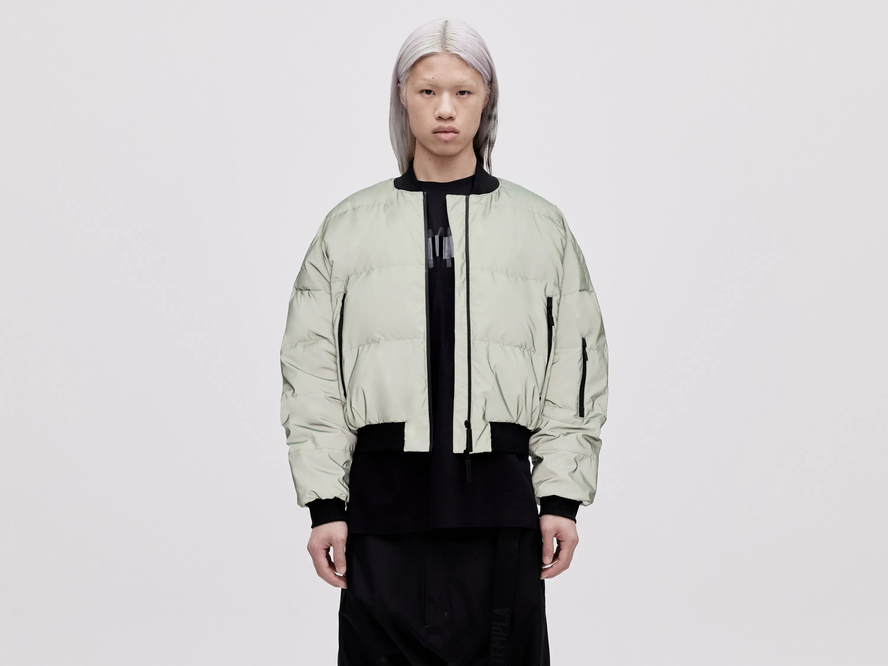 Reflective Bomber Down Jacket - Reflective Jade