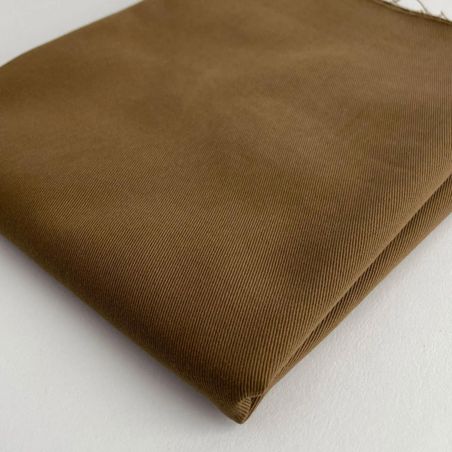 Sanded Organic Cotton Twill Fabric in Caramel