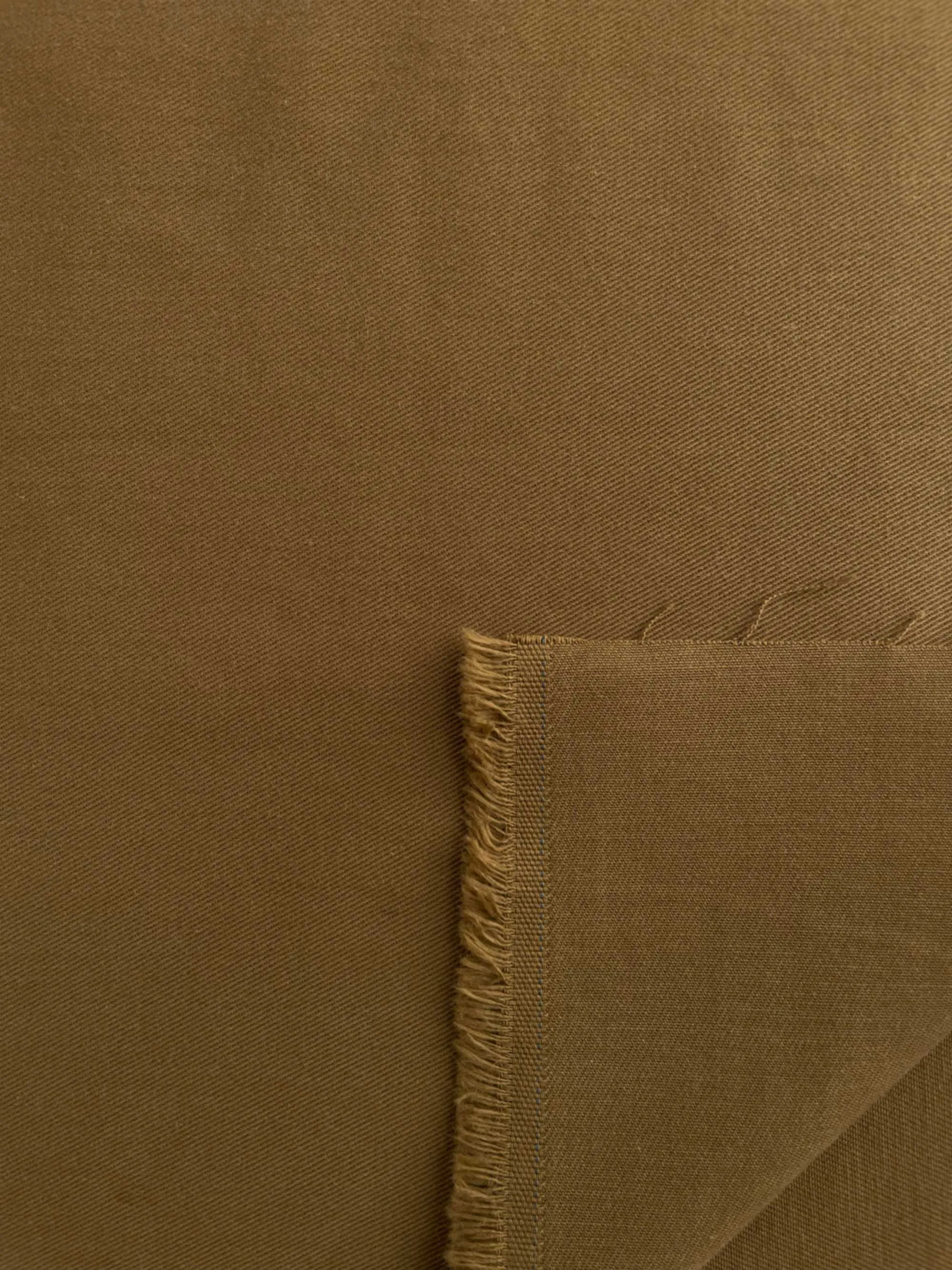 Sanded Organic Cotton Twill Fabric in Caramel