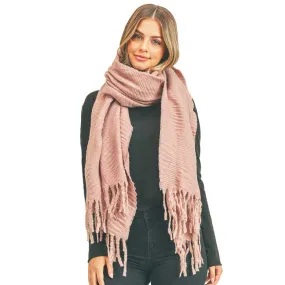 Solid Pleated Scarf Fringe Scarf