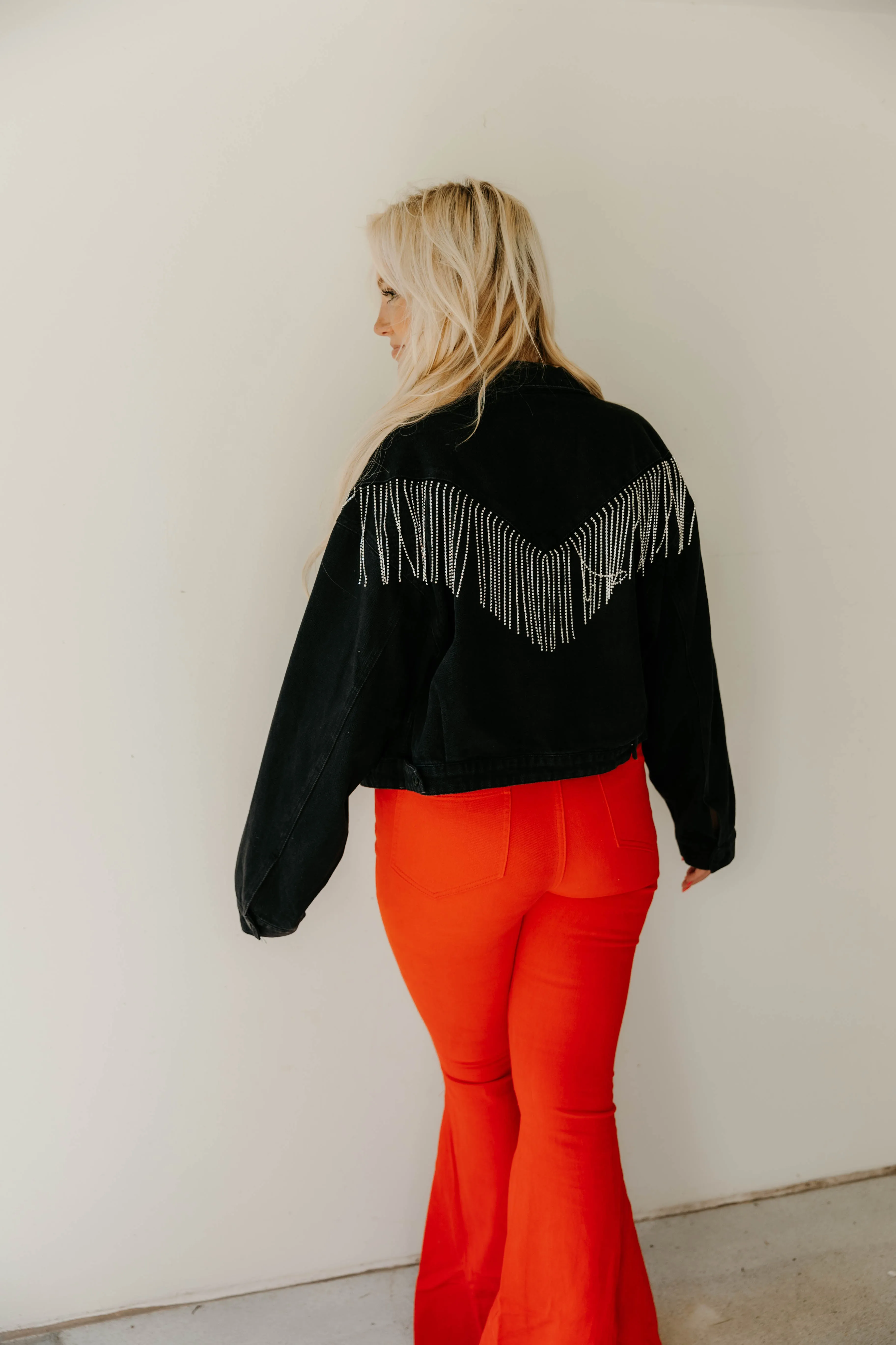 Sophia Chevron Fringe Denim Jacket