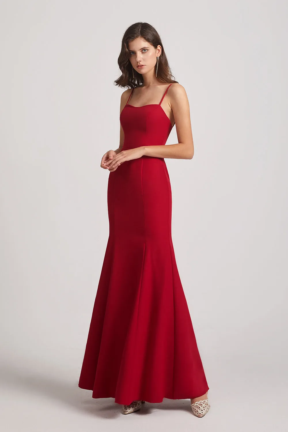 Spaghetti Straps Sweetheart Trumpet Evening Gown (AF0033)