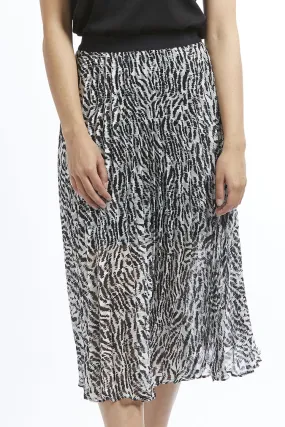 Sunray Pleated Black White Safari Lurex Skirt