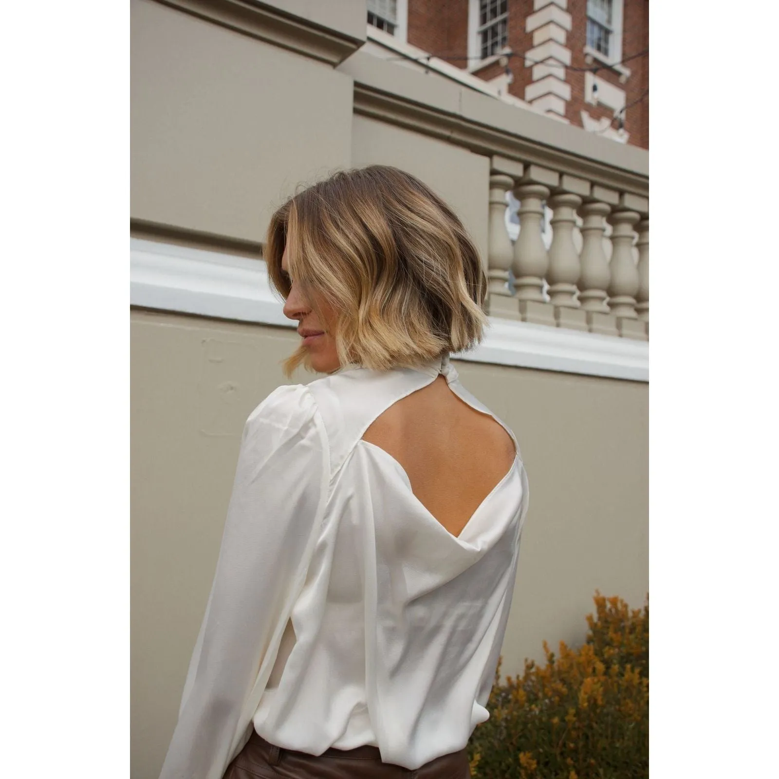 Tara Satin Pleated Blouse