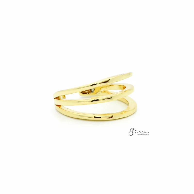 Three Lines Plain Band Toe Ring - Gold