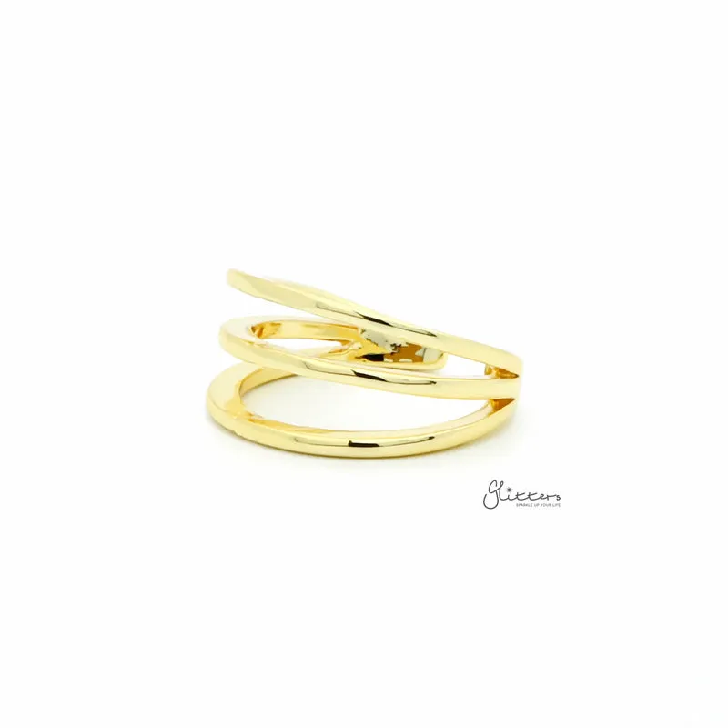 Three Lines Plain Band Toe Ring - Gold