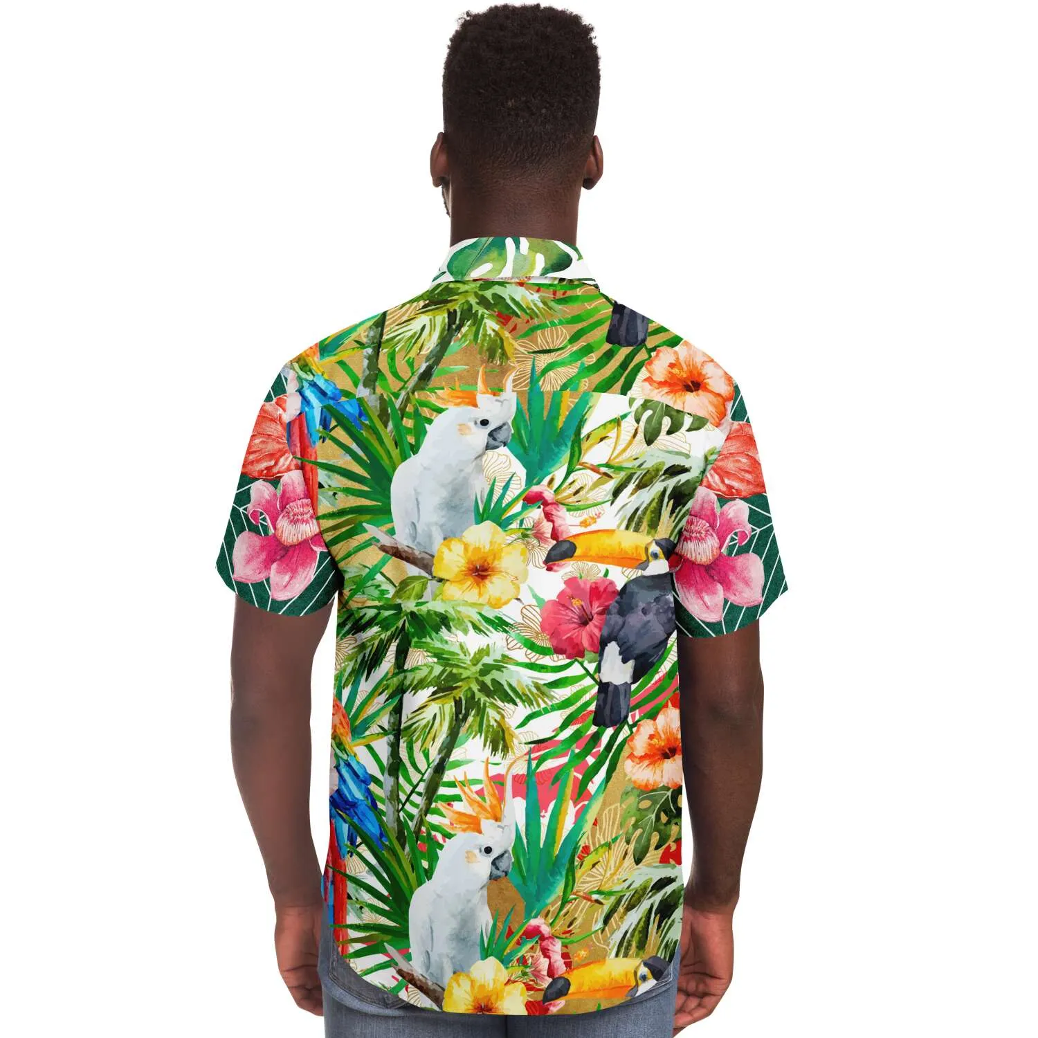 Tropical Reflection Short Sleeve Button Down Shirt