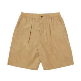 UNIVERSAL WORKS Pleated Track Short In Sand Recycled Nylon Tech