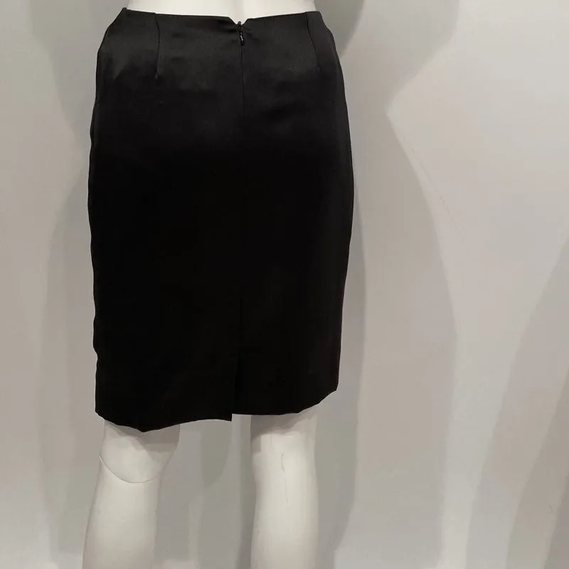 Vintage Chanel 99A, 1999 Fall Satin Black Pencil Skirt FR 36 US 2/4