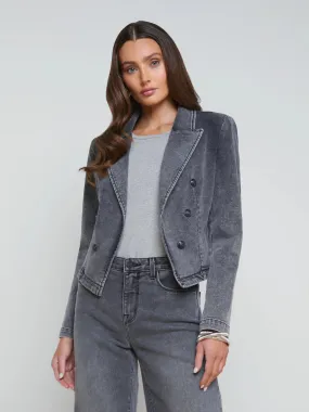 WAYNE CROP DOUBLE BREASTED DENIM BLAZER - L'AGENCE