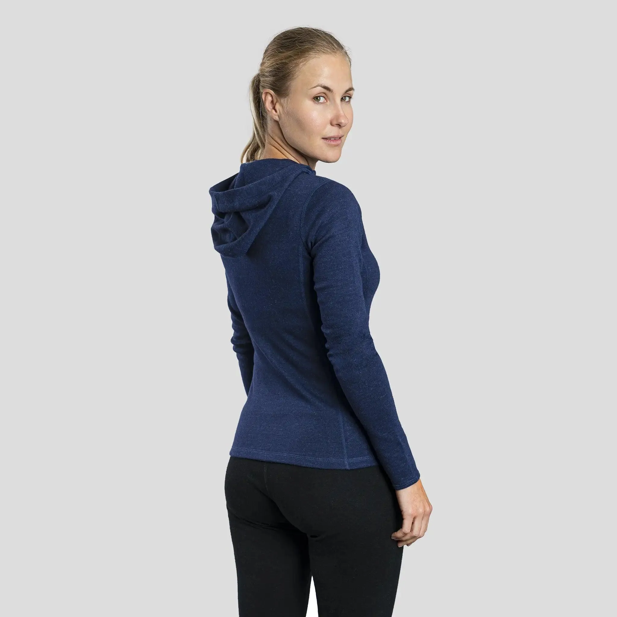 Women's Alpaca Wool Hoodie Jacket: 420 Midweight Full-Zip