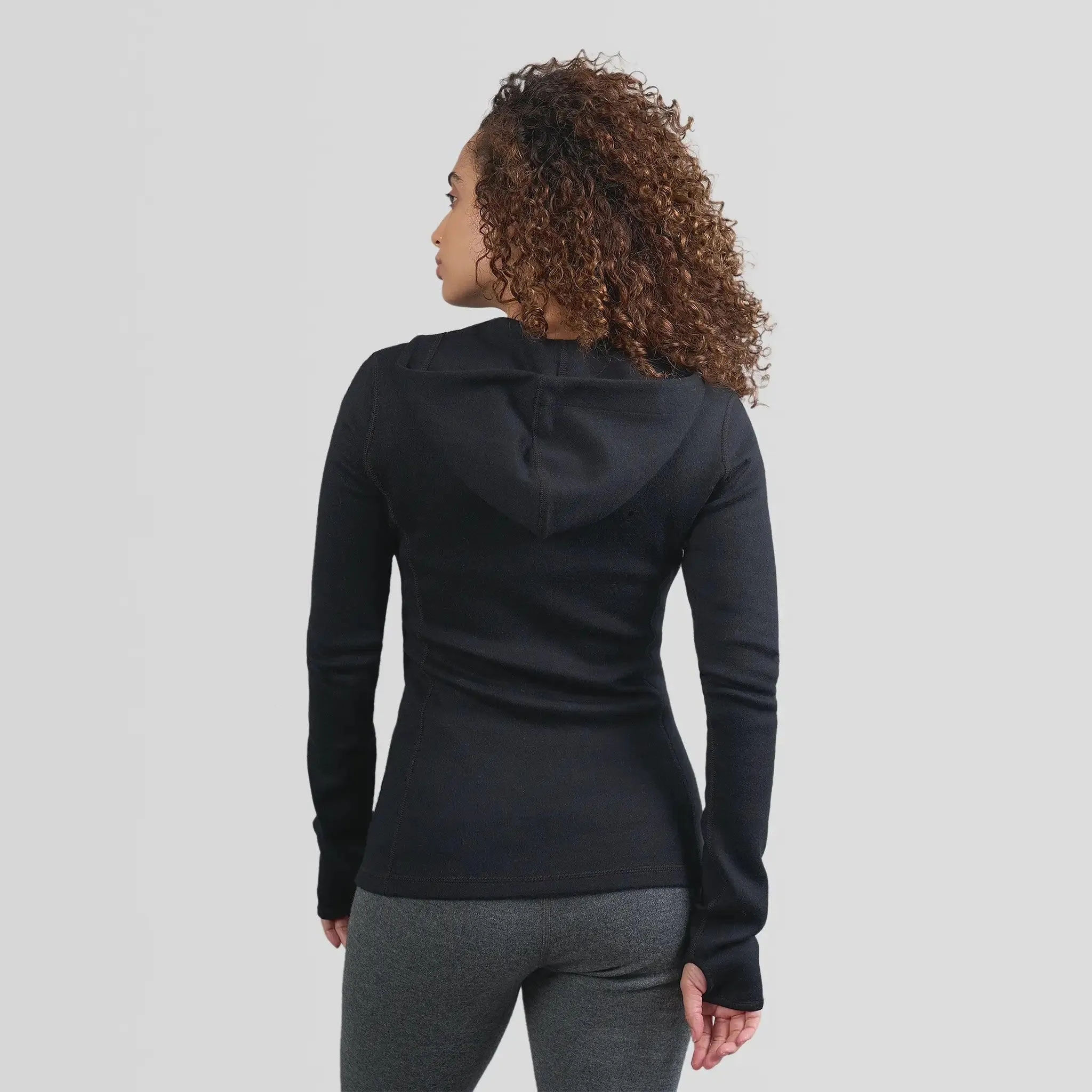 Women's Alpaca Wool Hoodie Jacket: 420 Midweight Full-Zip