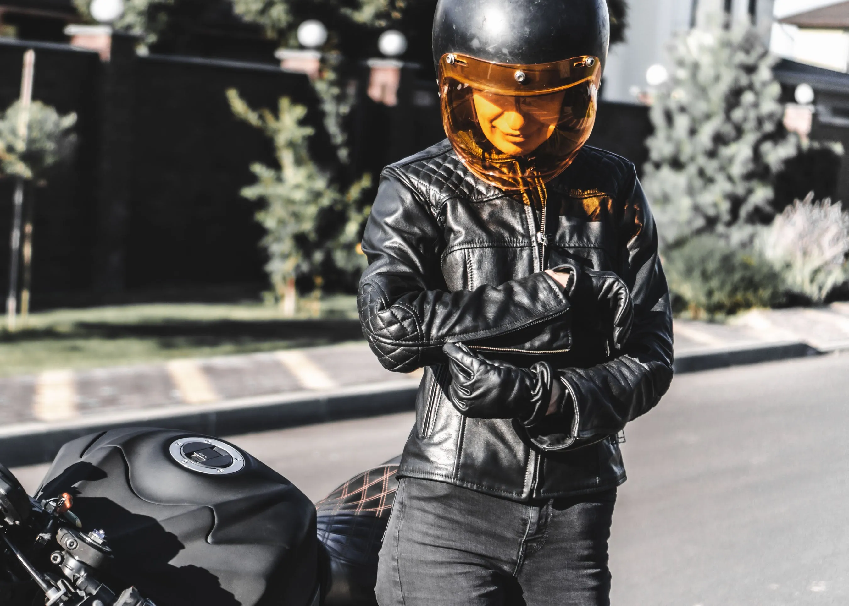 Women's Motorcycle Leather Jacket | Cafe Racer Style | Black Leather