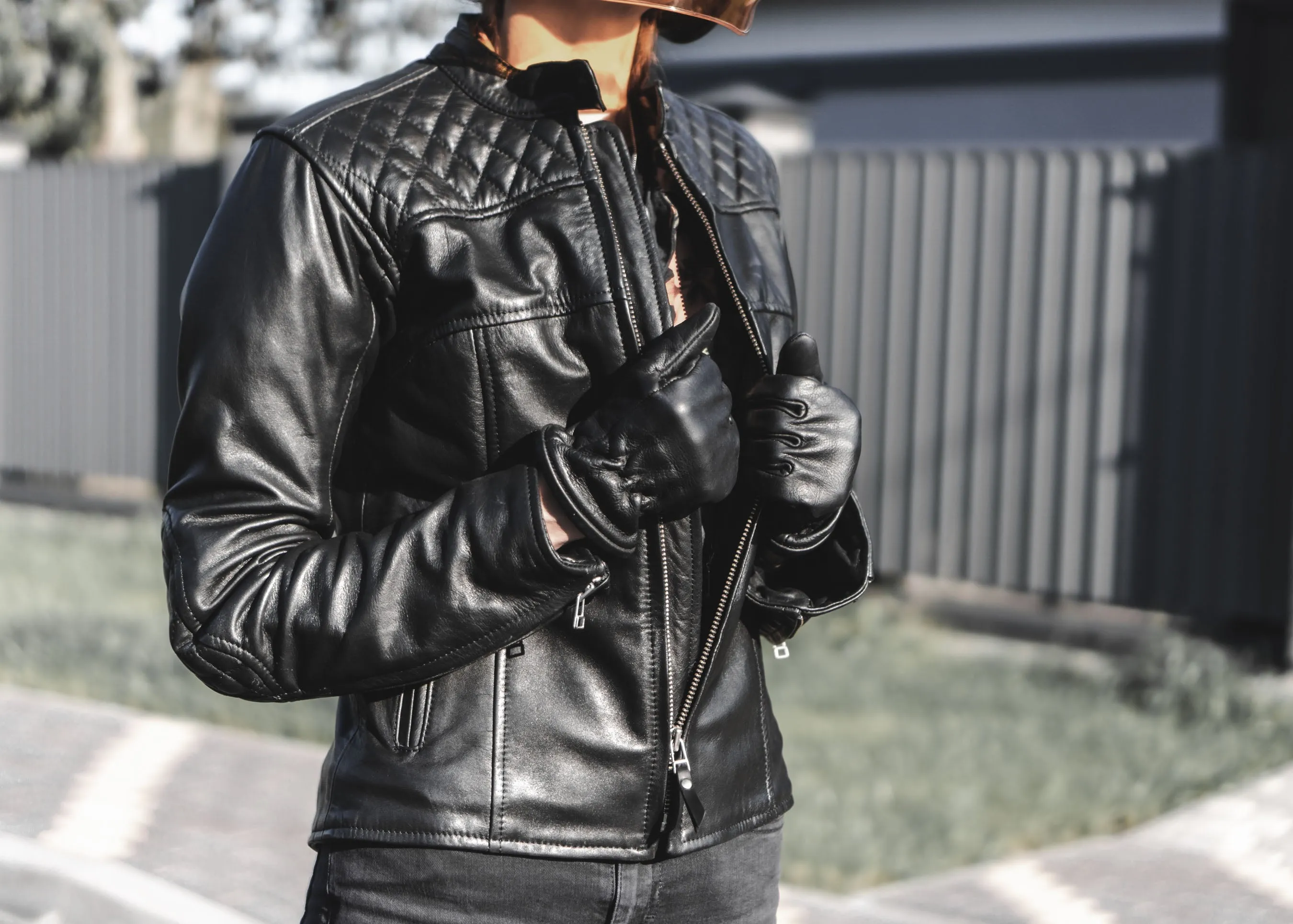 Women's Motorcycle Leather Jacket | Cafe Racer Style | Black Leather