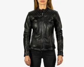 Women's Motorcycle Leather Jacket | Cafe Racer Style | Black Leather