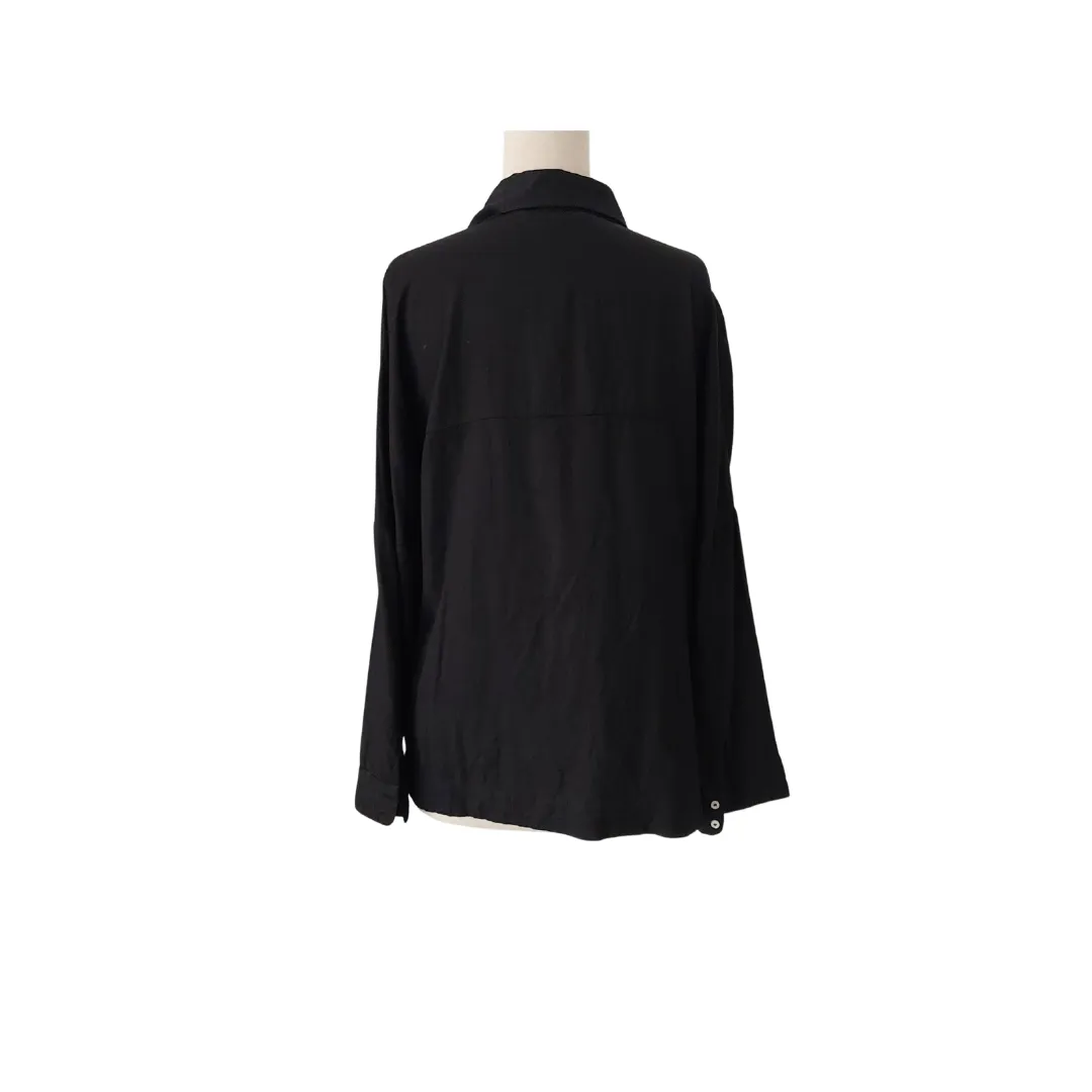 ZARA Black with Pearls Collared Blouse | Pre Loved |